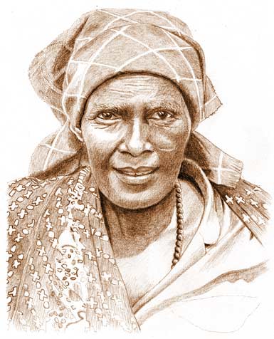Drawing of Mama Ramadhani, a village wise woman